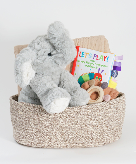 Elephant New Baby Basket - Choice of Blanket