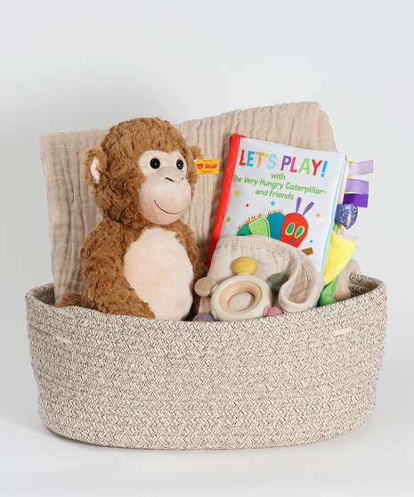 Monkey New Baby Basket - Choice of Blanket