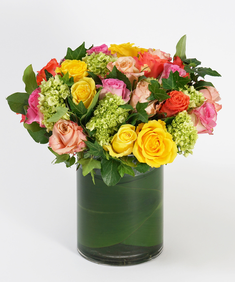 Pink, Yellow and Red Rose arrangement